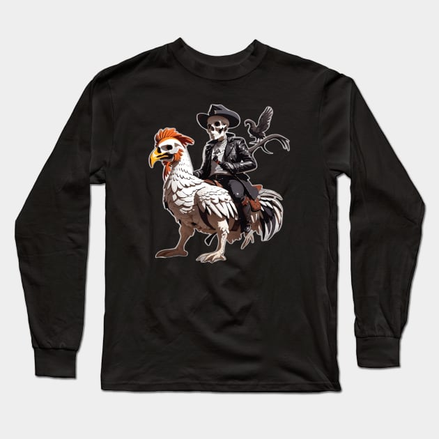 skull riding cock Long Sleeve T-Shirt by Aceplace Design